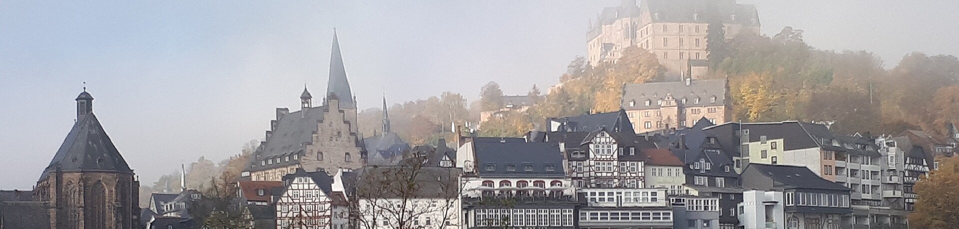 Stadtansicht Marburg mit Schlossblick von der Mensa aus gesehen